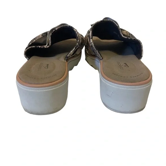 Women’s CLARKS Jillian Leap Snakeskin Wedges Slides Sandals Shoes - Picture 6 of 8